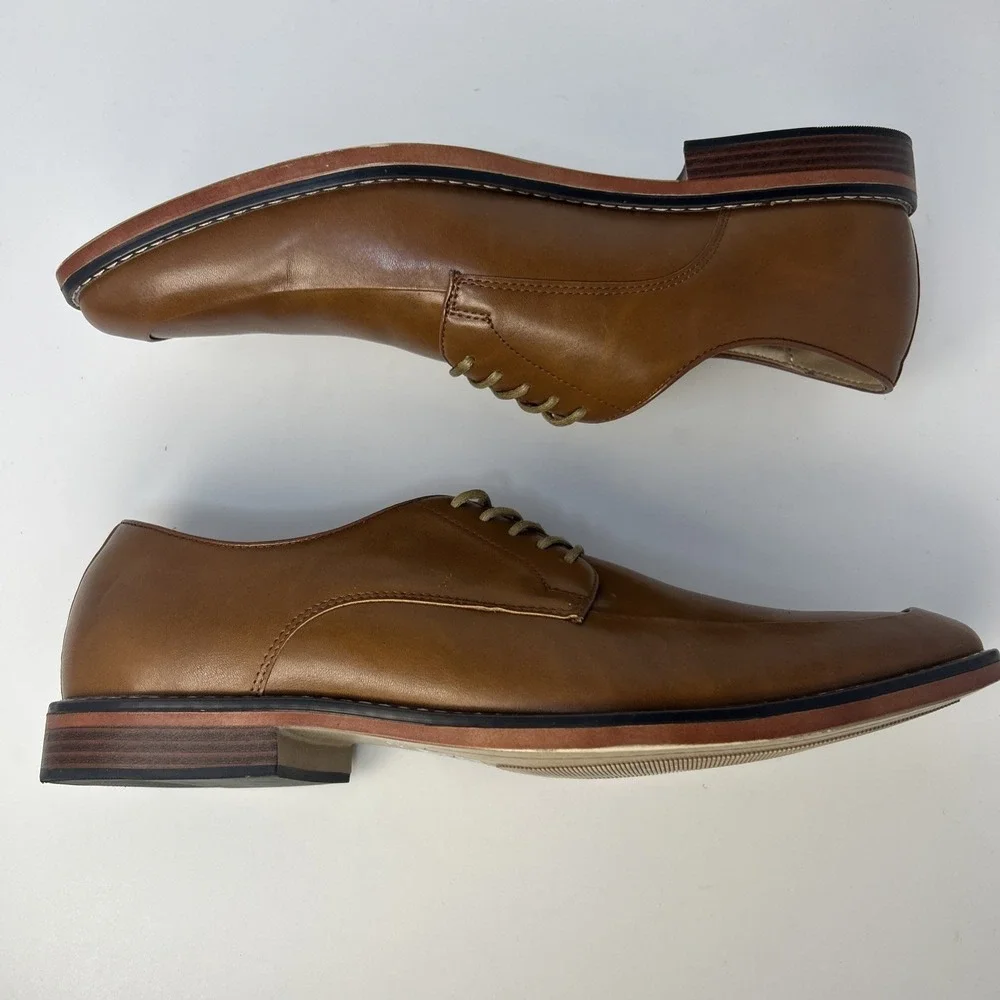 Madden By Steve Madden Men's Apron Toe Oxford Dress Shoes Cognac Tan Size 13